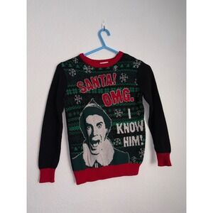 Elf Movie Buddy the Elf Santa OMG I Know Him Christmas Ugly Sweater small black